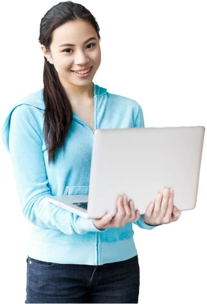 Virtual assistant at laptop